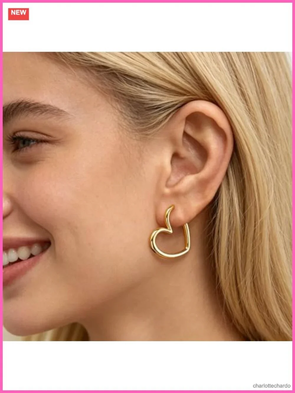 14K Gold Plated Heart Hoop Earrings Huggie Hoops Hypoallergenic